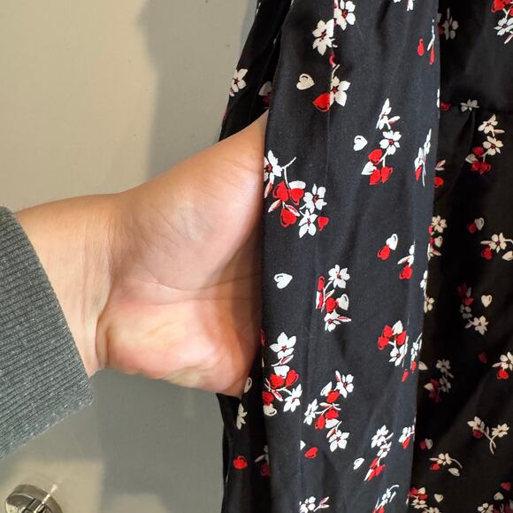 New Torrid Tea Length Challis Square Neck Dress Black Smocked Pocket Strap Sz 1X - Picture 7 of 12